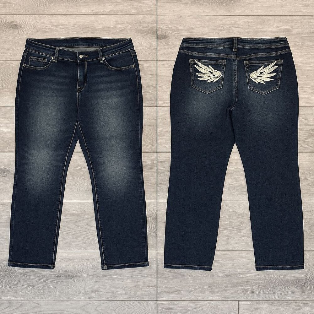 Avenue Blue Jeans Plus Size 20 Embroidered Back Pockets Skinny Stretch Denim